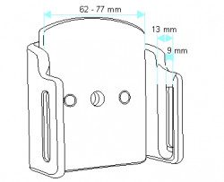 Support voiture Brodit réglable passif avec rotule - Support réglable. Pour appareil avec étui de dimensions: Larg: 62-77 mm, épaiss.: 9-13 mm.