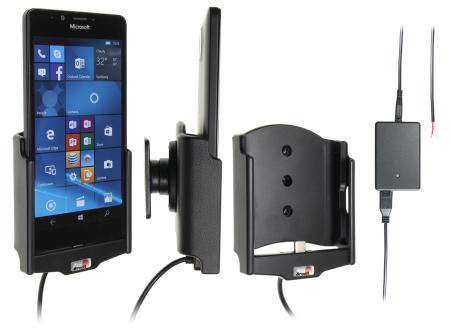 Support voiture  Brodit Nokia Lumia 950  installation fixe - Avec rotule, connectique Molex. Chargeur 2A.
