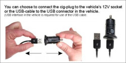 Support voiture  Brodit Samsung Galaxy Mega 6.3  avec chargeur allume cigare - Avec rotule. Avec câble USB. Réf 521556