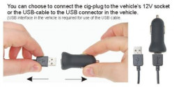 Support voiture  Brodit Samsung Galaxy Alpha  avec chargeur allume cigare - Avec rotule. Avec câble USB. Réf 521658