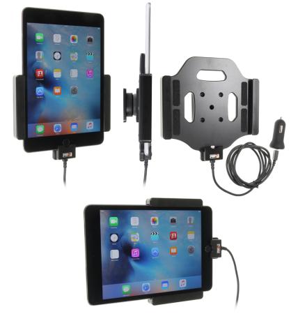 Support voiture  Brodit Apple iPad Mini 4/5  avec chargeur allume cigare - Avec rotule. Avec câble USB. Chargeur approuvé par Apple. Réf 521793