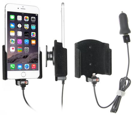 Support voiture Brodit Apple iPhone 6S Plus, 7 Plus, 8 Plus, Xs Max avec chargeur allume cigare - Avec rotule. Avec câble USB. Chargeur approuvé par Apple. Surface 