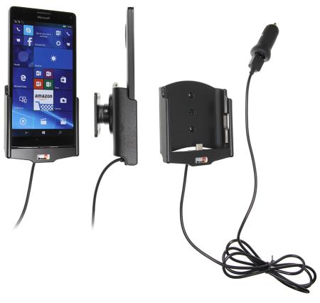 Support voiture  Brodit Nokia Lumia 950 XL avec chargeur allume cigare - Avec rotule. Avec câble USB.