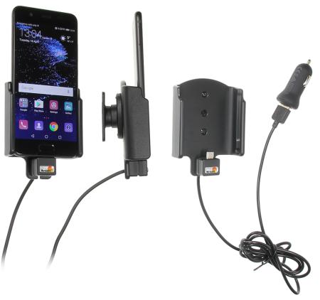 Support voiture Huawei P10 avec adaptateur allume-cigare et cable USB. Réf Brodit 521956