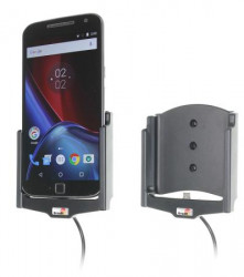 Support voiture Brodit Motorola Moto G4 XT1625 installation fixe - Avec rotule, connectique Molex. Chargeur 2A. Réf 513909
