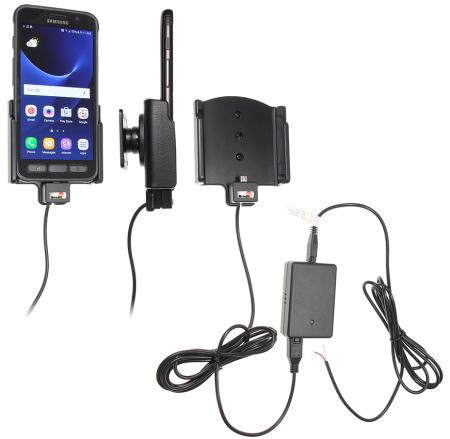 Support voiture Brodit Samsung Galaxy S7 Active installation fixe - Avec rotule, connectique Molex. Chargeur 2A. Réf 513903