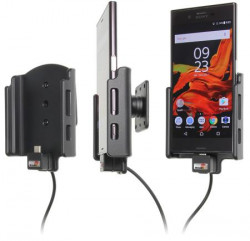 Support téléphone Sony Xperia XZ avec adaptateur allume-cigare et cable USB. Réf Brodit 521933