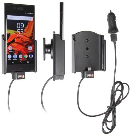 Support téléphone Sony Xperia XZ avec adaptateur allume-cigare et cable USB. Réf Brodit 521933