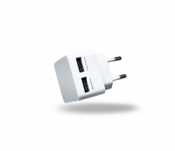 Chargeur 220V avec 2 prises USB - réf AZTCHEAD2USBDUOWHT