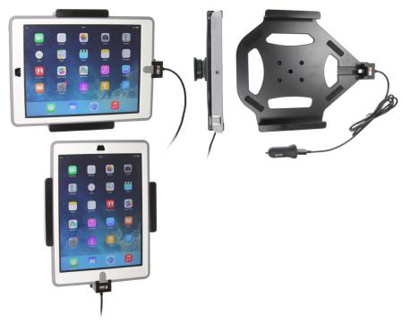 Support iPad Air avec adaptateur allume-cigare et cable USB. Pour appareil avec étui Otterbox Defender. Réf Brodit 521600