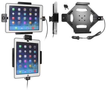 Support iPad Air avec adaptateur allume-cigare et cable USB - Avec 2 clés. Pour appareil avec étui OTTERBOX DEFENDER. Réf Brodit 552600