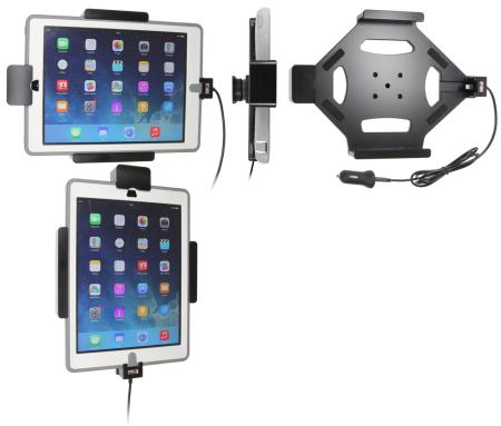 Support Apple iPad Air sécurisé avec adaptateur allume-cigare et cable USB. Pour appareil avec étui OTTERBOX DEFENDER. Réf Brodit 553600