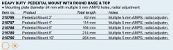 Pedestal Mount base et tête inclinables - dents larges (différentes hauteurs)