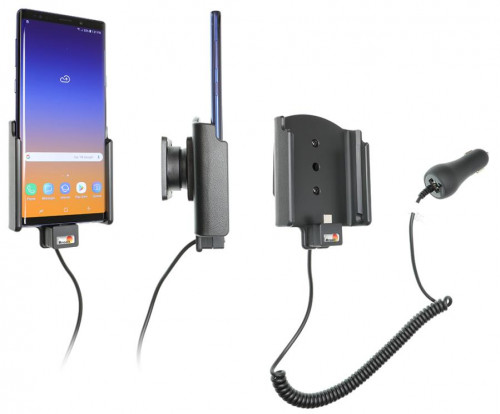 Support Samsung Galaxy Note 9 avec chargeur allume-cigare. Réf Brodit 712069