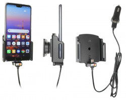 Support téléphone Huawei P20 avec adaptateur allume-cigare et câble USB - compatible étui. Réf Brodit 721062