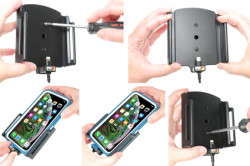 Support avec chargeur allume-cigare et câble USB iPhone XS Max/11 Pro/11 Pro Max avec étui (largeur 80-94 mm, épaisseur 9-13 mm) - Ref 721084