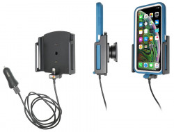 Support avec chargeur allume-cigare et câble USB iPhone XS Max/11 Pro/11 Pro Max avec étui (largeur 80-94 mm, épaisseur 9-13 mm) - Ref 721084