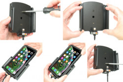 Support avec chargeur allume-cigare et câble USB iPhone XS Max/11 Pro Max avec étui (largeur 80-94 mm, épaisseur 2-10 mm) - Ref 721083