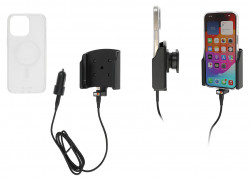 Support Apple iPhone 15 Pro Max avec chargeur allume-cigare + coque magnétique (fournie). Réf Brodit 721396