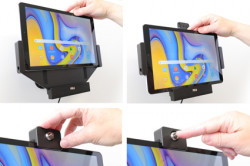 Support tablette Samsung Galaxy Tab A 10.5 avec cable USB et adaptateur allume-cigare - verrouillé à clé. Réf Brodit 735079