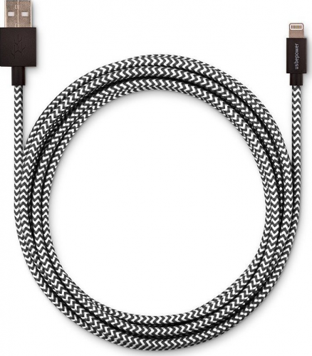 Cable USB vers micro USB 2,50 mètres. Réf USBEFAB250MIC-BLKWHT