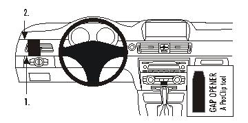 Fixation voiture Proclip  Brodit BMW 316-330/E90/E91/E92/E93  SEULEMENT pour les modèles avec option GPS d'origine. PAS pour la finition bois PAS pour Coupé. Réf 803596