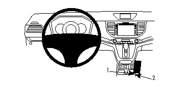 Fixation voiture Proclip  Brodit Honda CR-V  SEULEMENT pour les modèles avec prise de courant entre les boutons de chaleur de siège. PAS pour les modèles avec haut-parleur sur le côté de la console. Réf 834771