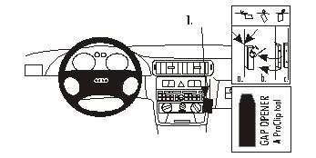 Fixation voiture Proclip  Brodit Audi A3  PAS pour les modèles avec AC. Réf 853049