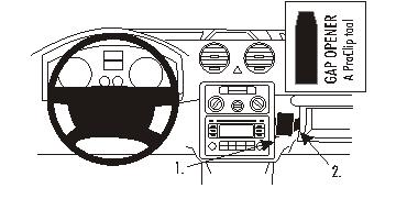 Fixation voiture Proclip  Brodit Volkswagen Caddy  PAS pour les modèles avec boîte à gants. Réf 853436
