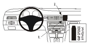 Fixation voiture Proclip  Brodit BMW 316-330/E90/E91/E92/E93  PAS pour les modèles avec option GPS d'origine. PAS pour le finition bois Réf 853599