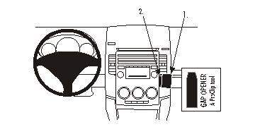 Fixation voiture Proclip  Brodit Mazda 5  Placé sous ventilation de l'air. Réf 853939