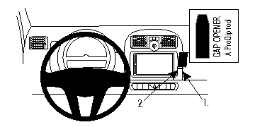 Fixation voiture Proclip  Brodit Smart ForTwo  SEULEMENT pour les modèles avec option GPS d'origine. Larg maximale de support installée: 70 mm. Réf 854827