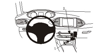 Fixation voiture Peugeot 308 (Couvrira mais ne bloque pas l'accès au contrôle de la circulation de l'air). Réf Brodit 854952