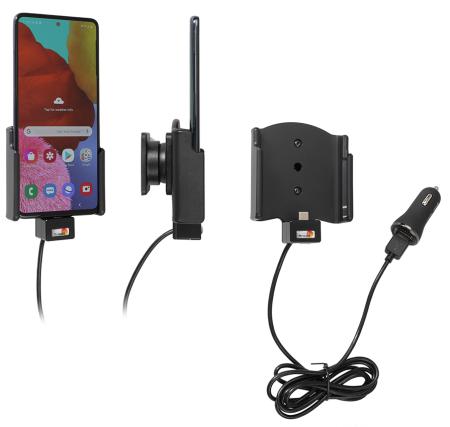 Support avec chargeur allume-cigare pour Samsung Galaxy A51. Réf Brodit 721206
