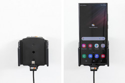 Support avec adaptateur allume-cigare et cable USB pour Samsung Galaxy S22 Ultra - pour appareil de largeur 70-83 mm et d'épaisseur 2-10 mm. Réf Brodit 721295