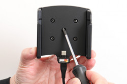 Support Samsung Galaxy S24 Ultra avec chargeur allume-cigare + coque magnétique (fournie). Réf Brodit 721406