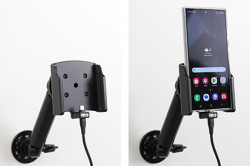 Support Samsung Galaxy S24 Ultra avec chargeur allume-cigare + coque magnétique (fournie). Réf Brodit 721406