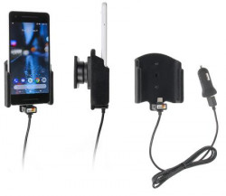 Support téléphone Google Pixel 2 avec adaptateur allume-cigare et cable USB. Réf Brodit 721014