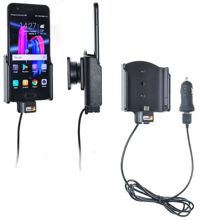 Support téléphone Huawei Honor 9 - avec adaptateur allume-cigare et cable USB. Réf Brodit 721006