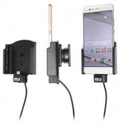 Support téléphone Huawei P10 Plus avec adaptateur allume-cigare et cable USB. Réf Brodit 721031