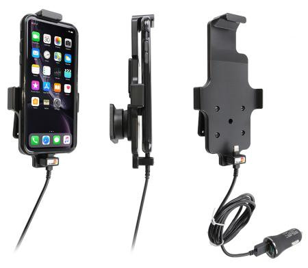 Support Apple iPhone 11 avec étui avec adaptateur allume-cigare et câble USB. Réf Brodit 721091