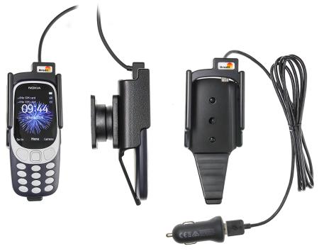 Support téléphone Nokia 3310 (2017) avec adaptateur allume-cigare et cable USB. Réf Brodit 712026