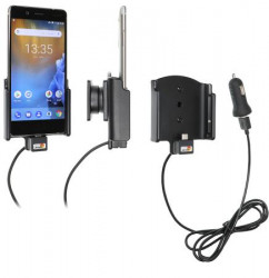 Support téléphone Nokia 8 avec adaptateur allume-cigare et cable USB. Réf Brodit 721030