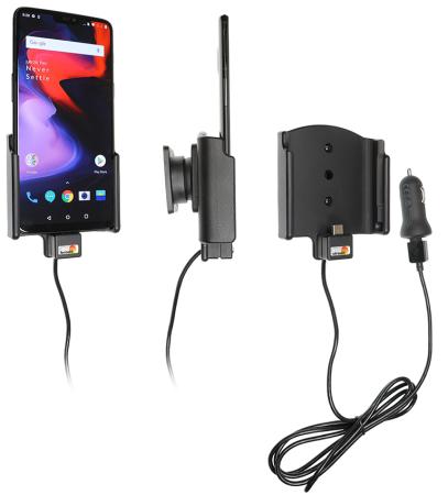 Support voiture OnePlus 6/6T/7 avec adaptateur allume-cigare et cable USB. Réf Brodit 721059