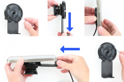 Support avec chargeur sans fil magnétique pour smartphones, charge 25 W, avec rotule orientable et maintien sous le support. Réf 217307