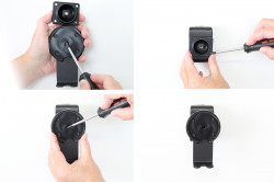 Support avec chargeur sans fil magnétique pour smartphones, charge 25 W, avec rotule orientable et maintien sous le support. Réf 217307