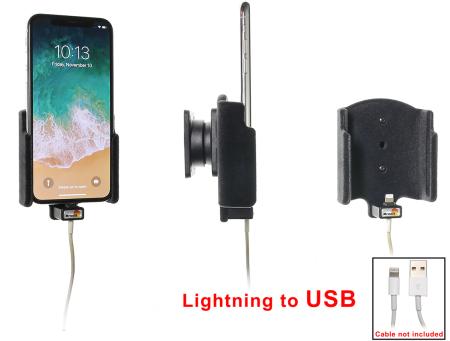Support voiture iPhone X/Xs pour utilisation avec cable lightning d'origine. Réf Brodit 514997