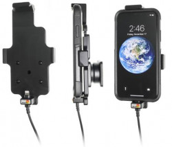 Suport iPhone X/Xs avec adaptateur allume-cigare et cable USB - pour appareil avec étui. Réf Brodit 521998