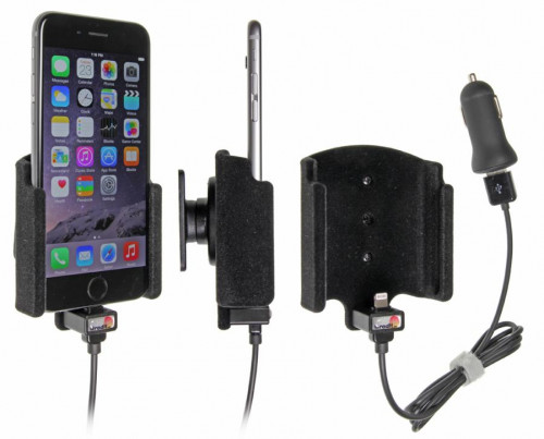 Support voiture Brodit Apple iPhone 6/6S/7 avec chargeur allume cigare - Avec rotule. Avec câble USB. Chargeur approuvé par Apple. Surface 