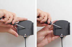 Support voiture Apple iPhone 6Plus/6SPlus/7Plus/8Plus/X/Xs/Xs Max/11/11 Pro avec chargeur allume cigare - Avec rotule. Avec câble USB. Pour appareil avec étui de dimensions: Larg: 75-89 mm, épaiss.: 2-10 mm. Réf 521667